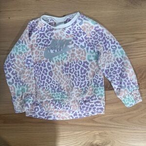 Nike Girls' Pastel Leopard Print Sweatshirt with Metallic Logo